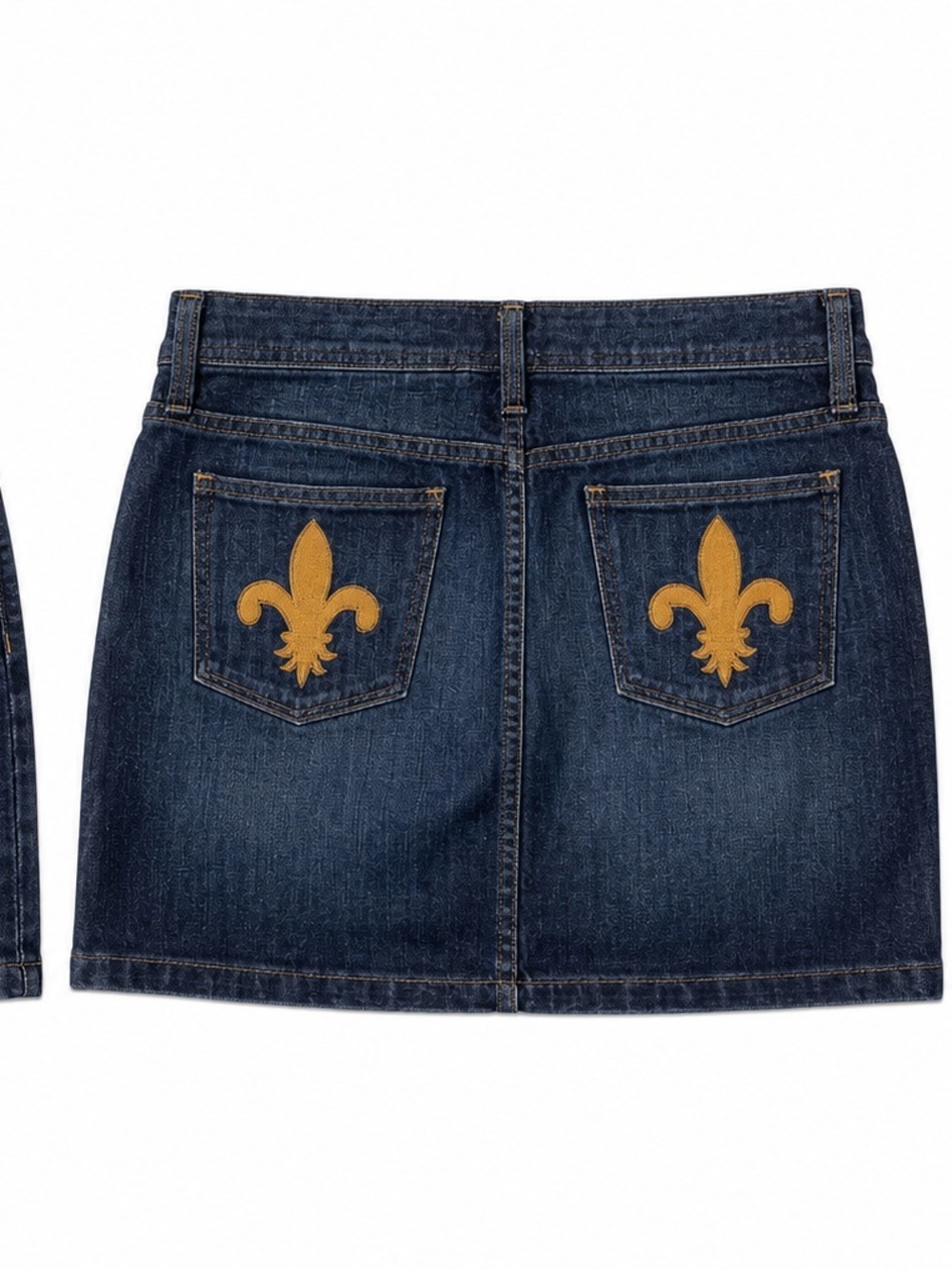 Gap Jeans Y2K Dark Wash Fleur De Lis Embroidered Denim Mini Skirt Vintage 2000s